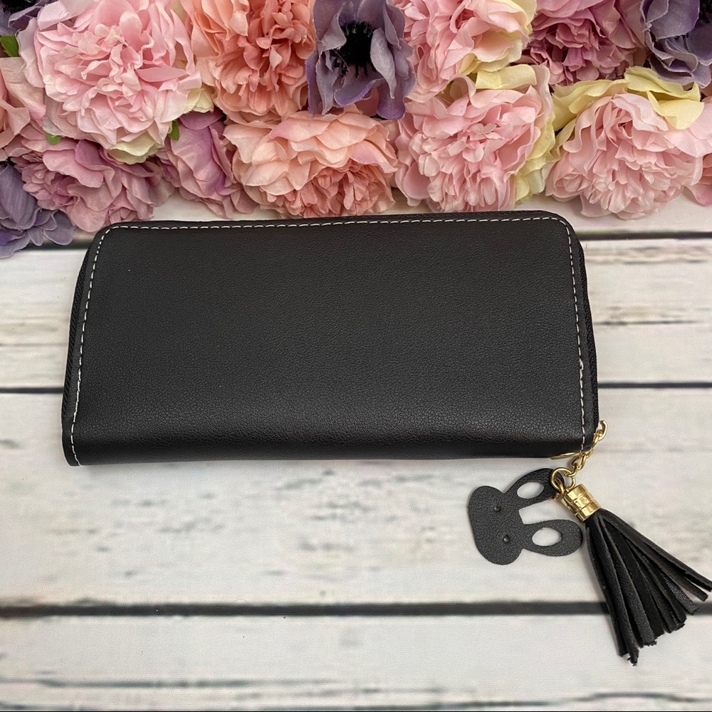 Vegan Leather Geometric Clutch Wallet Checkbook - Picture 7 of 12